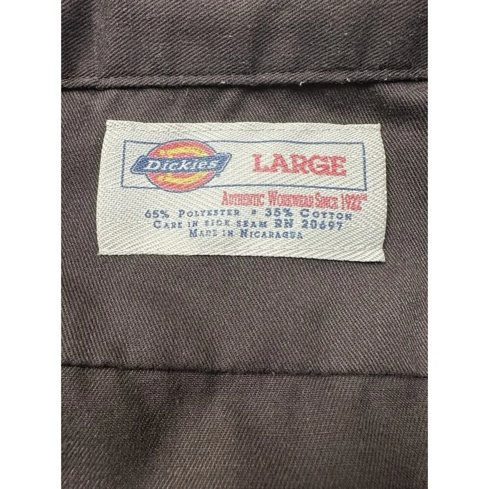Used Dark Brown Dickies Men's Short Sleeve Work Shirt Large